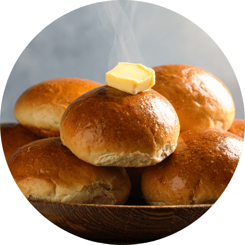 brioche with butter on top